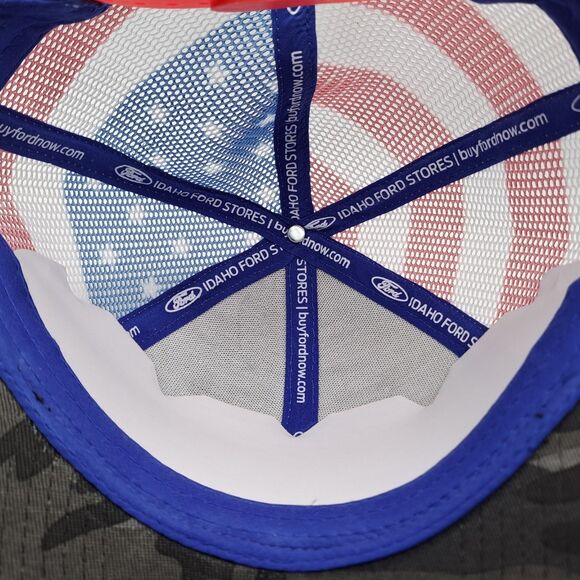 Ford Gray Camo American Flag Trucker Mesh Cap Built Ford Tough Snapback - Picture 8 of 9